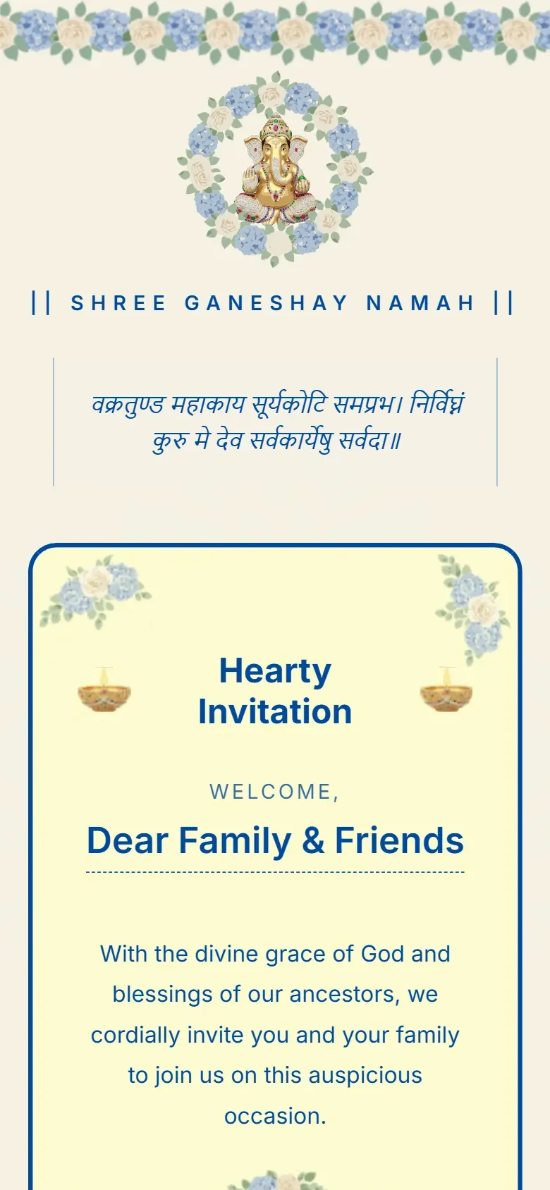 Floral mandala Hindu digital wedding invitation website editable shadi card template with RSVP and shareable link